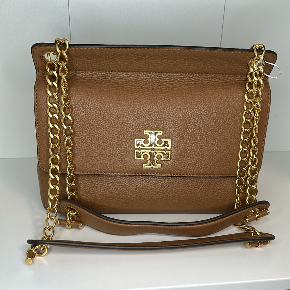 Tory Burch Britten Flap Shoulder Bag— Bark/209 - Picture 3 of 14